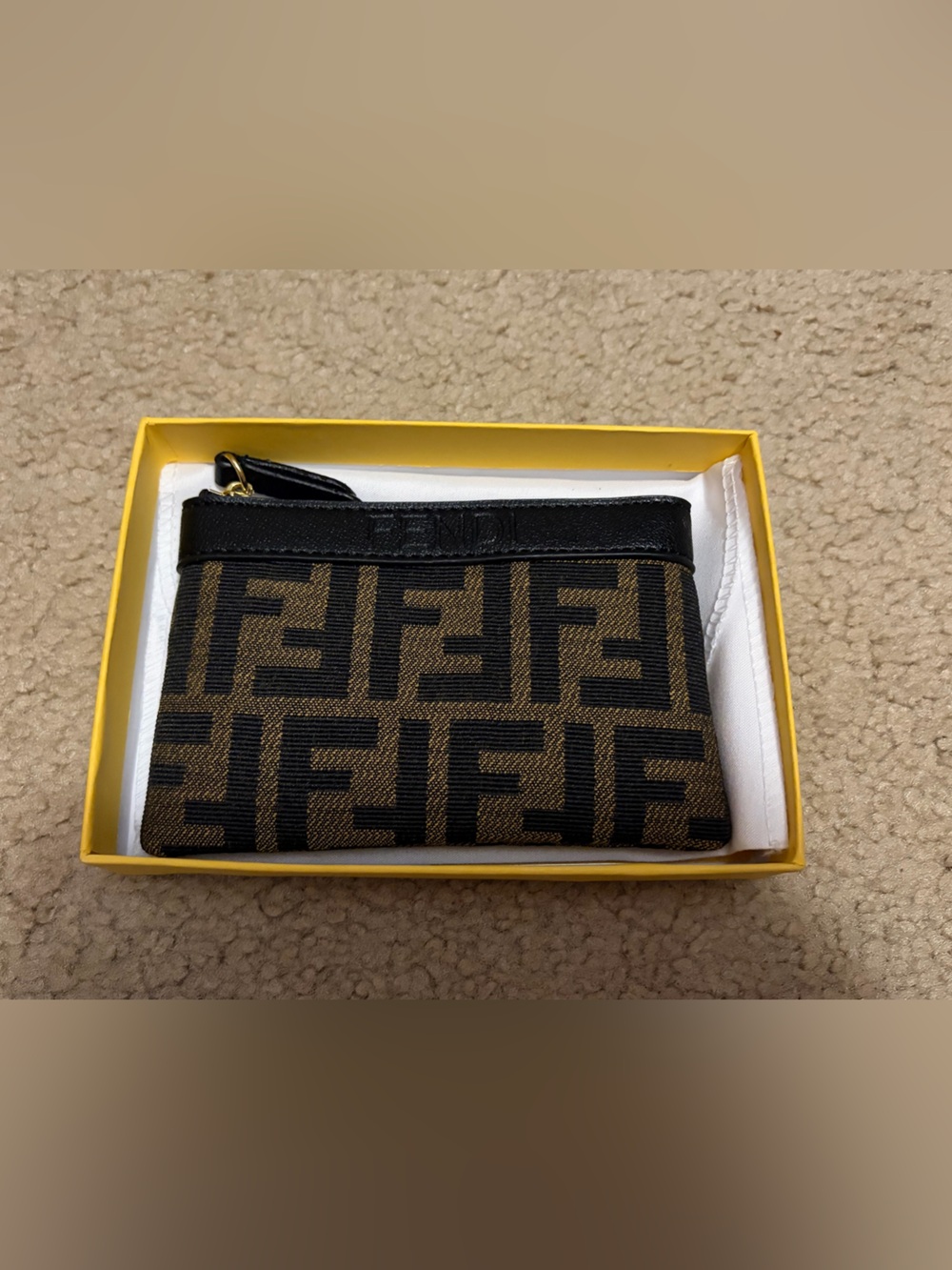 Black & Brown FF Logo Zip Card Pouch - Picture 2 of 3